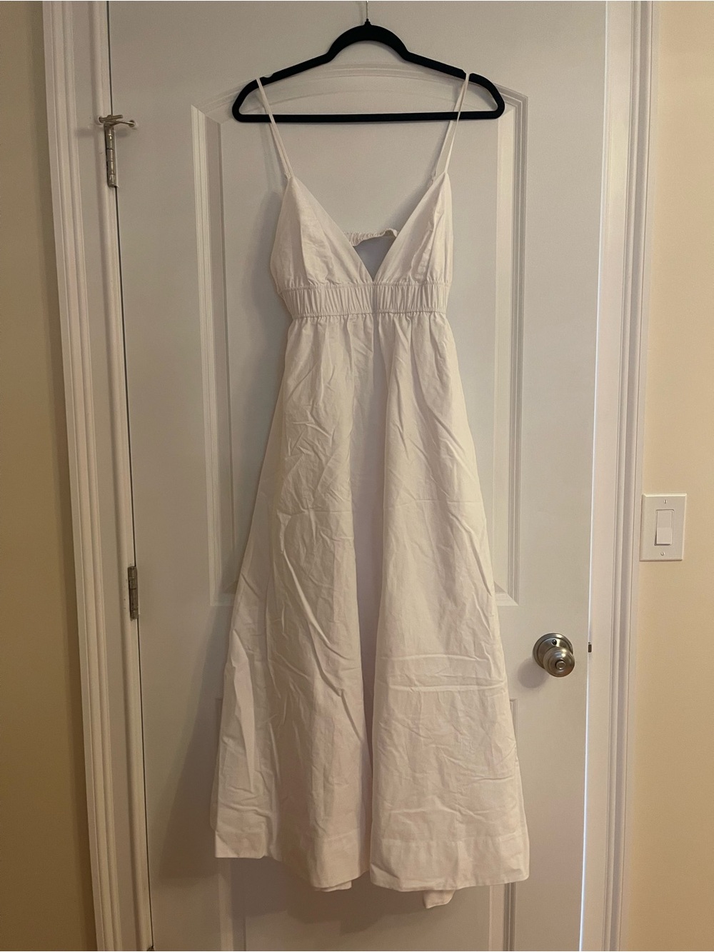 Aritzia White Spaghetti-Strap V-Neck Maxi Dress